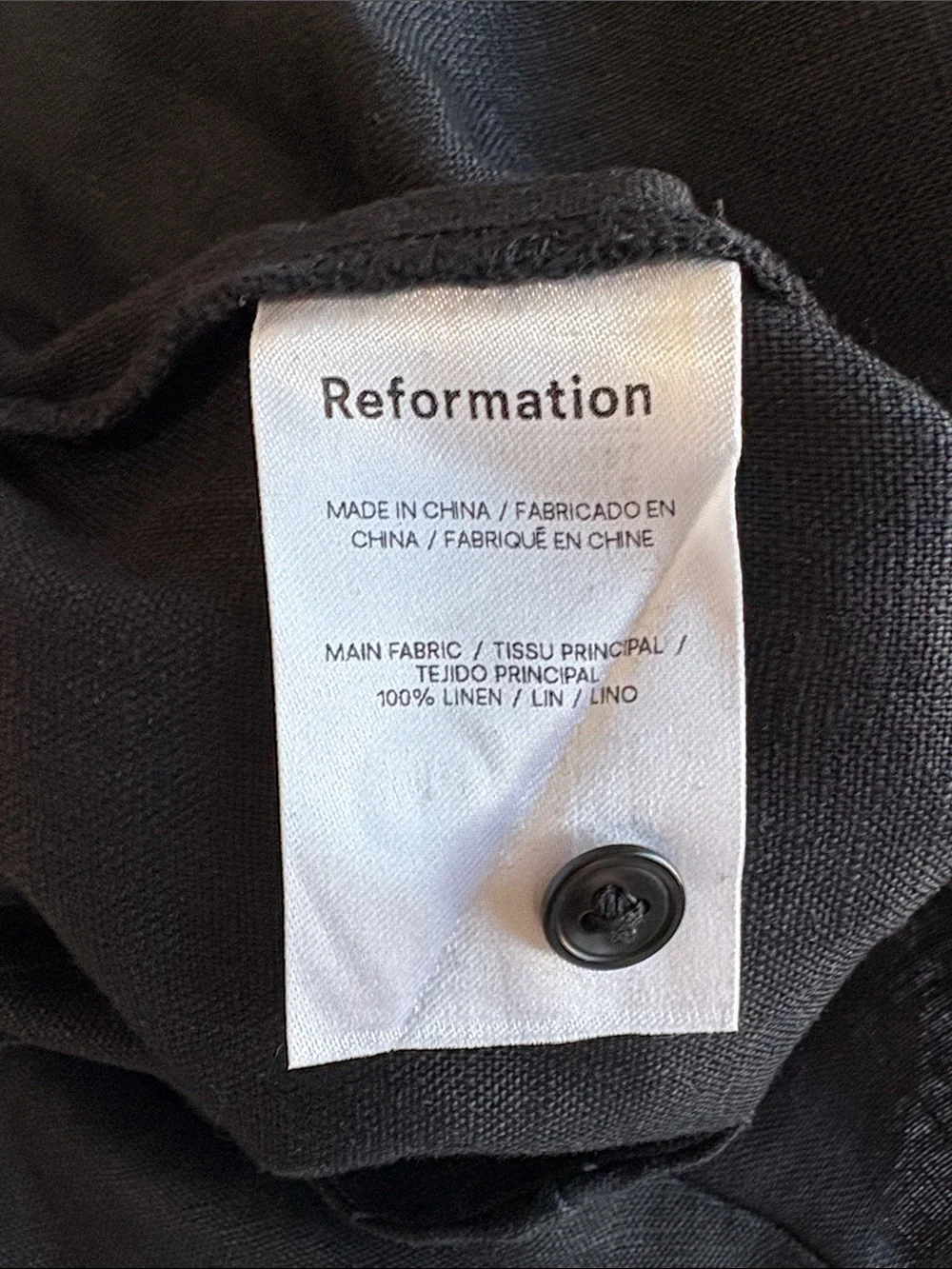 Reformation Naomi 100% Linen Sleeveless Wide Leg Jumpsuit Minimalist Black 0